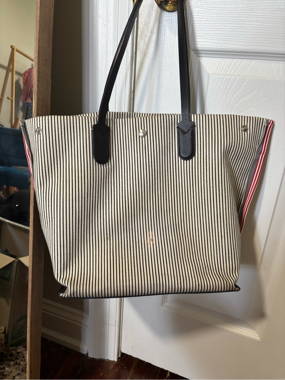 Longchamp Essential Raye Large Striped Logo Tote - Picture 3 of 9